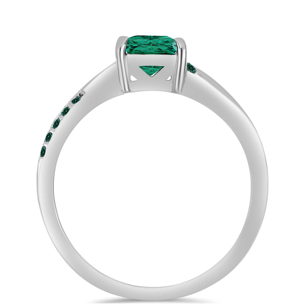 Inel din Argint 925 ( 2.43 grame ) cu Moissanite verde-albăstrui marin 0.77 Carate