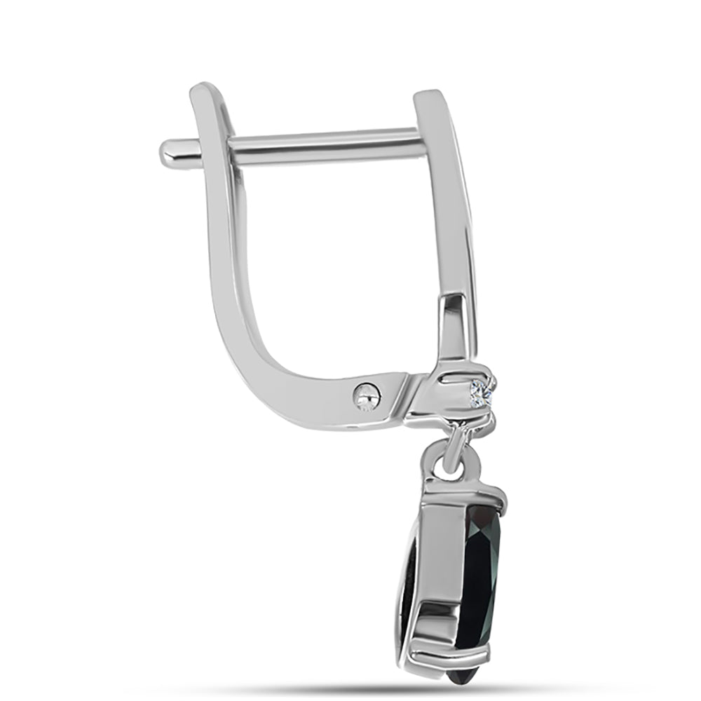 Cercei din Argint 925 ( 2.85 grame ) cu Obsidian și Topaz Alb 1.14 Carate