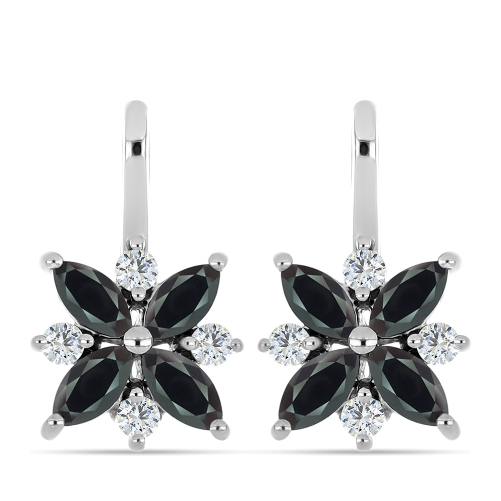 Cercei din Argint 925 ( 3.23 grame ) cu Obsidian și Topaz Alb 1.2 Carate