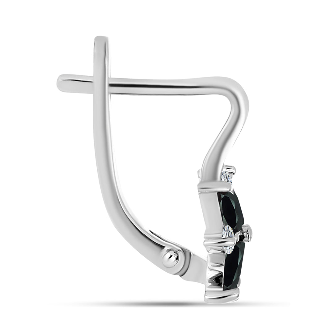 Cercei din Argint 925 ( 3.23 grame ) cu Obsidian și Topaz Alb 1.2 Carate 2 