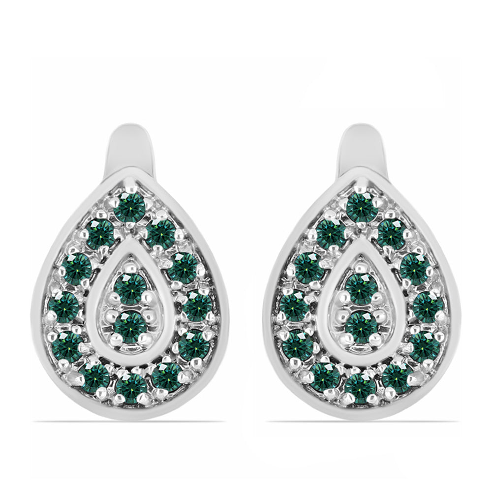 Cercei din Argint 925 ( 3.97 grame ) cu Moissanite verde-albăstrui marin 0.39 Carate 1 