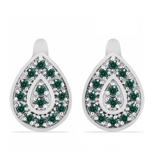 Cercei din Argint 925 ( 3.97 grame ) cu Moissanite verde-albăstrui marin 0.39 Carate