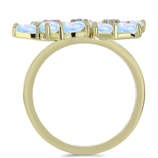 Inel din Argint 925 Placat cu Aur ( 3.76 grame ) cu Piatra Lunii Curcubeu și Topaz Alb 2.76 Carate