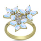Inel din Argint 925 Placat cu Aur ( 3.76 grame ) cu Piatra Lunii Curcubeu și Topaz Alb 2.76 Carate