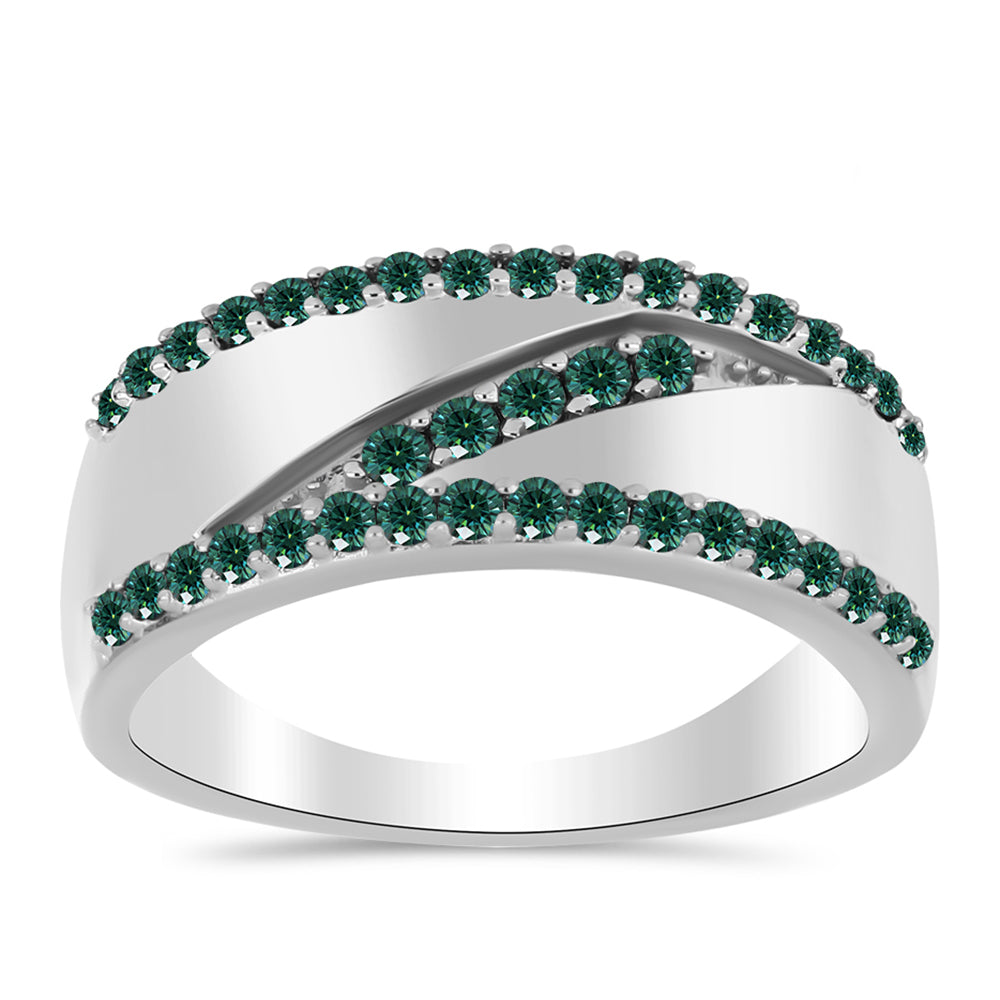 Inel din Argint 925 ( 5.12 grame ) cu Moissanite verde-albăstrui marin 0.59 Carate