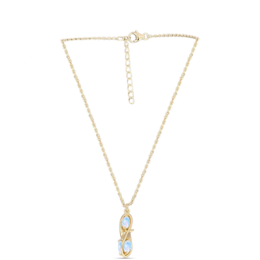 Colier din Argint 925 Placat cu Aur ( 3.46 grame ) cu Piatra Lunii Curcubeu 1.42 Carate