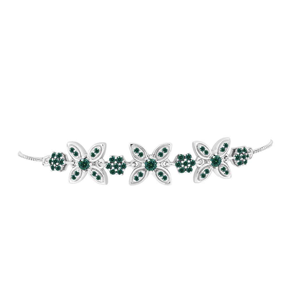 Brățară din Argint 925 ( 6.64 grame ) cu Moissanite verde-albăstrui marin 0.95 Carate 2 