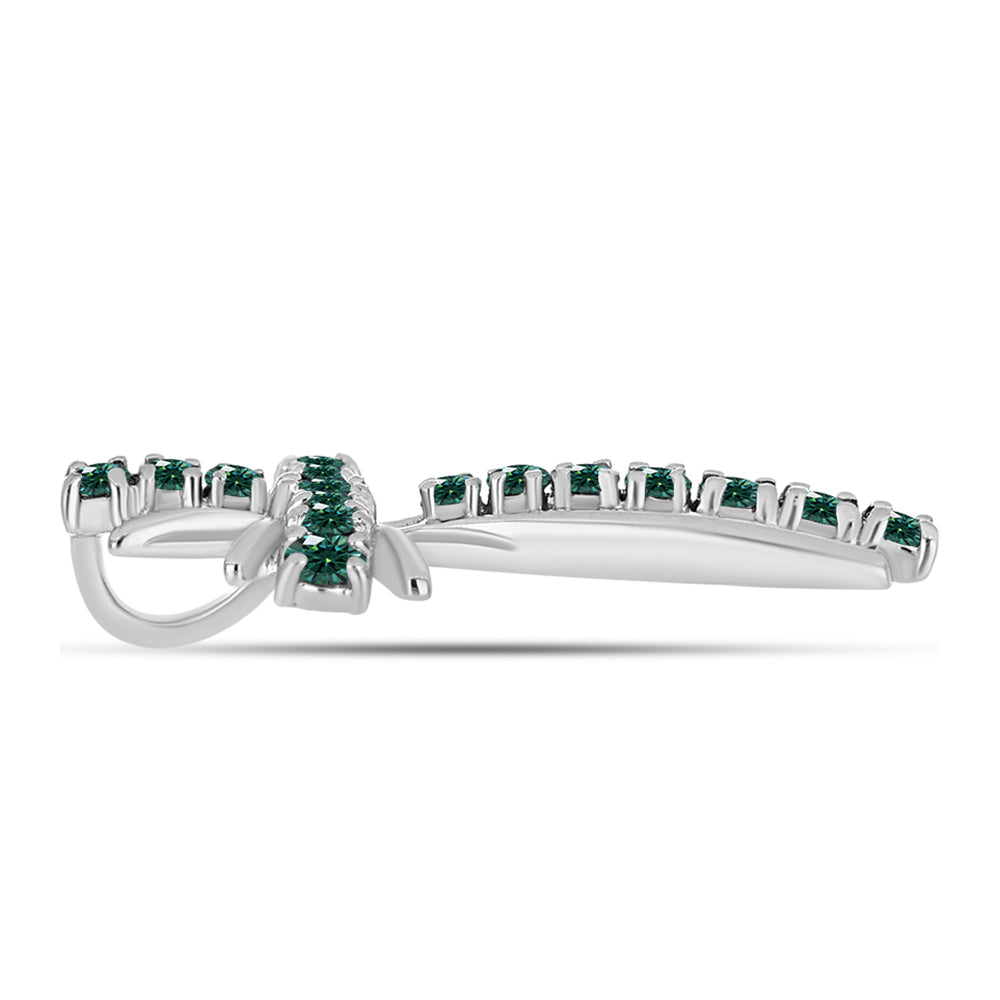 Cruce Pandantiv din Argint 925 ( 1.47 grame ) cu Moissanite verde-albăstrui marin 0.42 Carate 2 