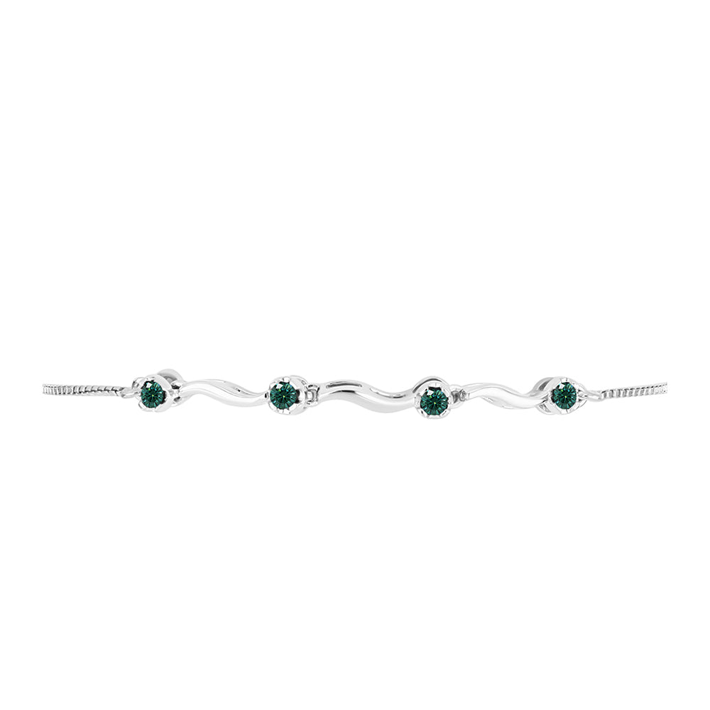 Brățară din Argint 925 ( 3.76 grame ) cu Moissanite verde-albăstrui marin 0.25 Carate 2 