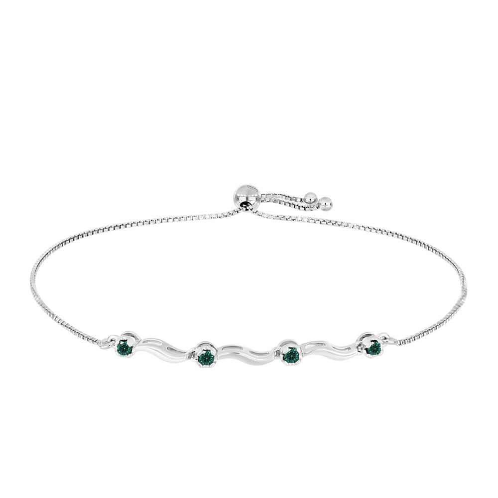 Brățară din Argint 925 ( 3.76 grame ) cu Moissanite verde-albăstrui marin 0.25 Carate