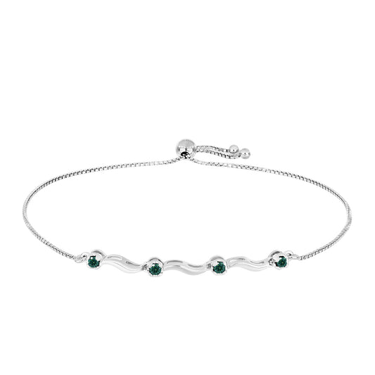 Brățară din Argint 925 ( 3.76 grame ) cu Moissanite verde-albăstrui marin 0.25 Carate