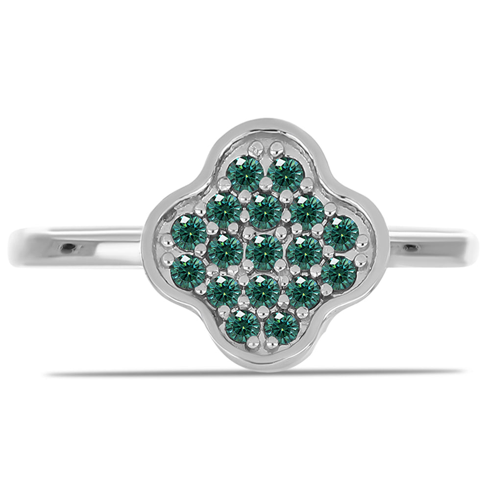 Inel din Argint 925 ( 2.3 grame ) cu Moissanite verde-albăstrui marin 0.23 Carate 1 