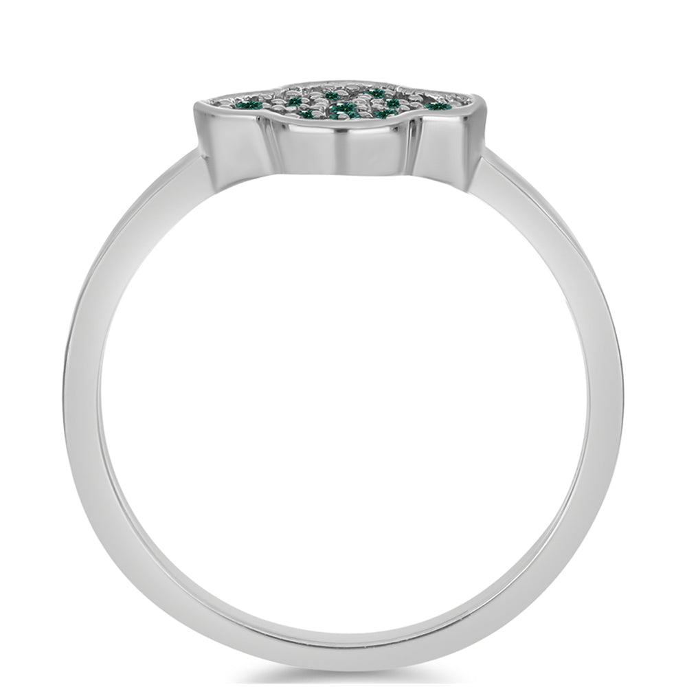 Inel din Argint 925 ( 2.3 grame ) cu Moissanite verde-albăstrui marin 0.23 Carate