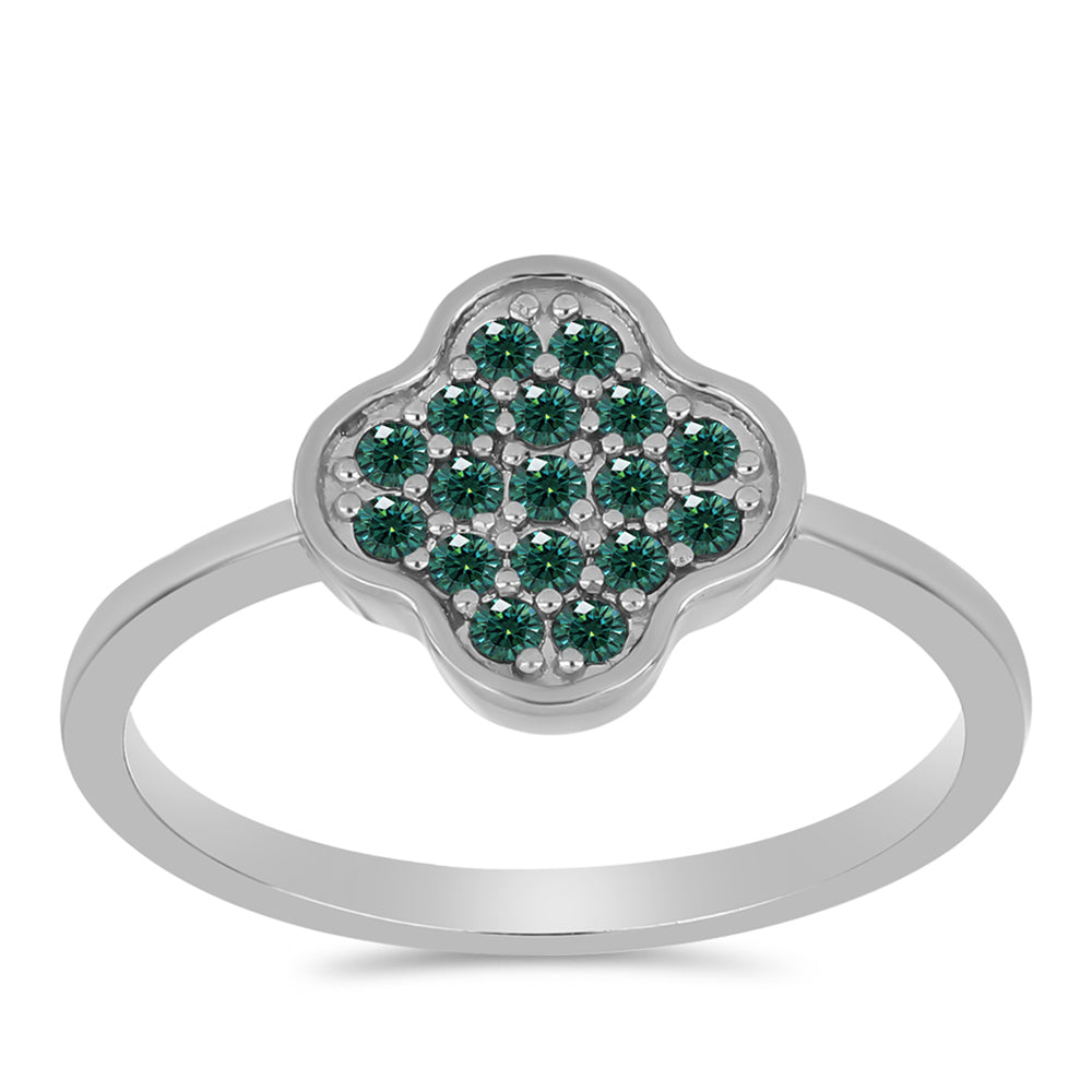 Inel din Argint 925 ( 2.3 grame ) cu Moissanite verde-albăstrui marin 0.23 Carate 3 