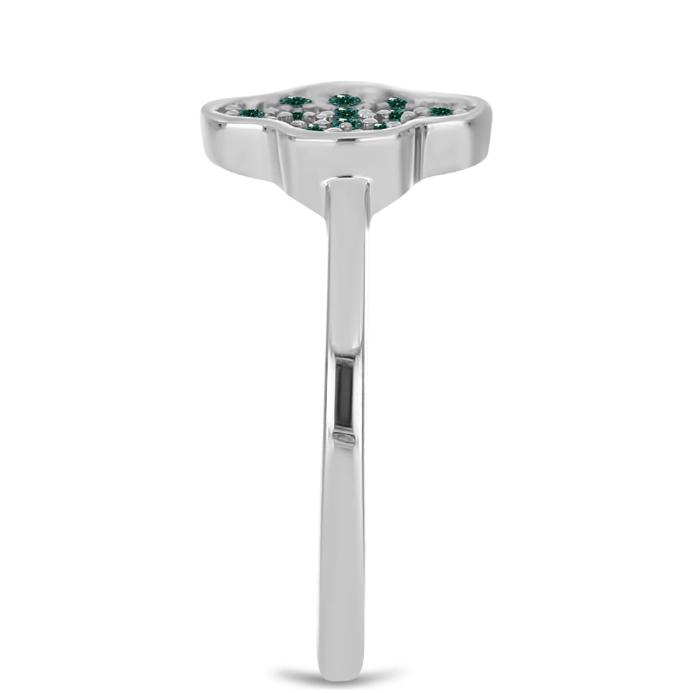 Inel din Argint 925 ( 2.3 grame ) cu Moissanite verde-albăstrui marin 0.23 Carate