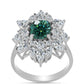 Inel din Argint 925 ( 4.59 grame ) cu Moissanite verde-albăstrui marin și Topaz Alb 4.95 Carate