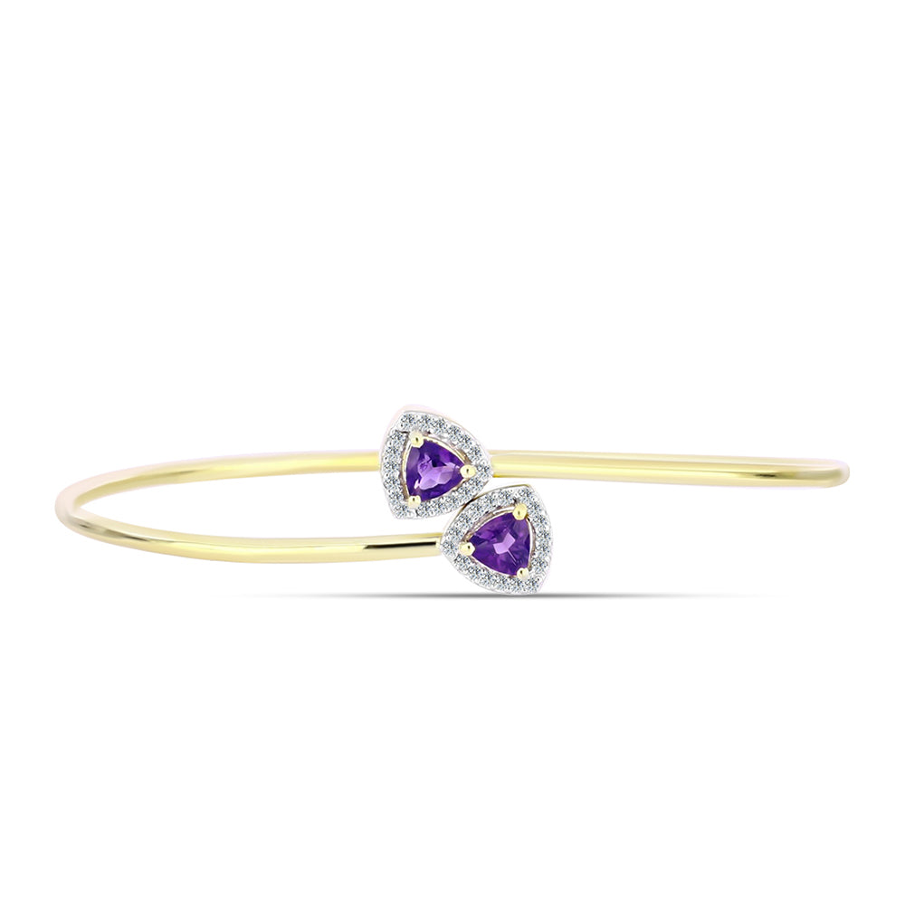 Brățară din Argint 925 Placat cu Aur ( 4.96 grame ) cu Ametist Marocan și Topaz Alb 1.06 Carate 2 