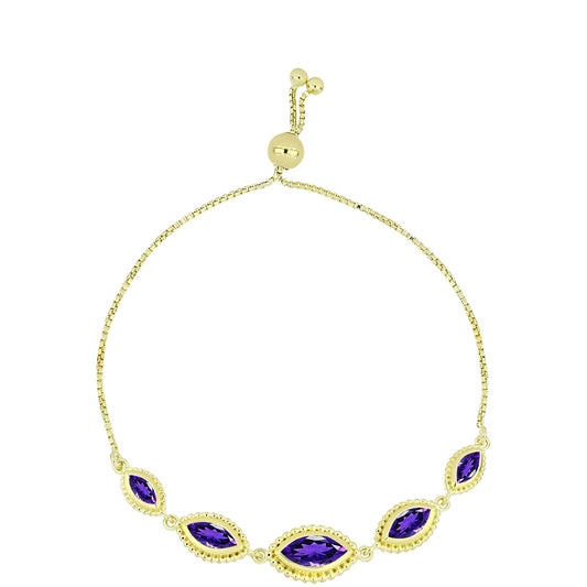 Brățară din Argint 925 Placat cu Aur ( 5.85 grame ) cu Ametist Marocan 2.45 Carate