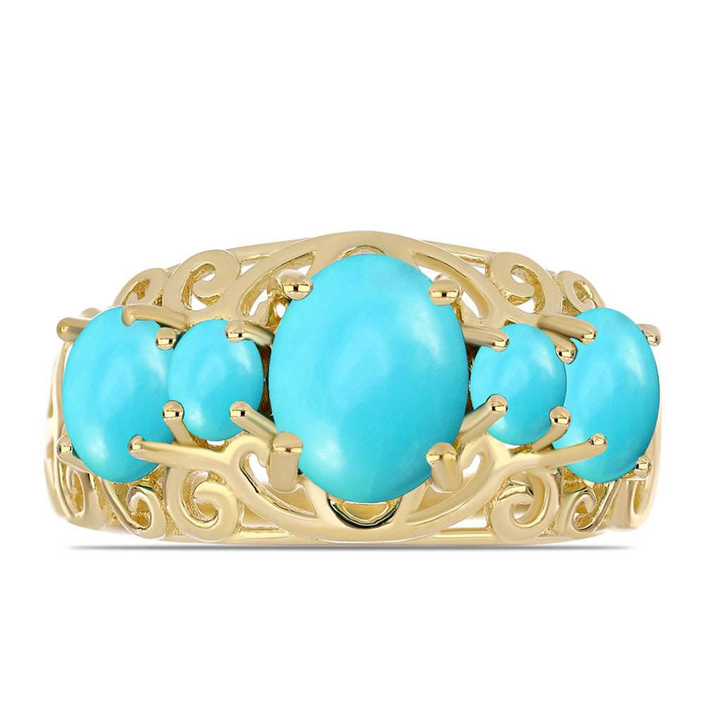 Inel din Argint 925 Placat cu Aur ( 3.33 grame ) cu Turcoaz ”Frumoasa Adormită” 2.75 Carate 1 
