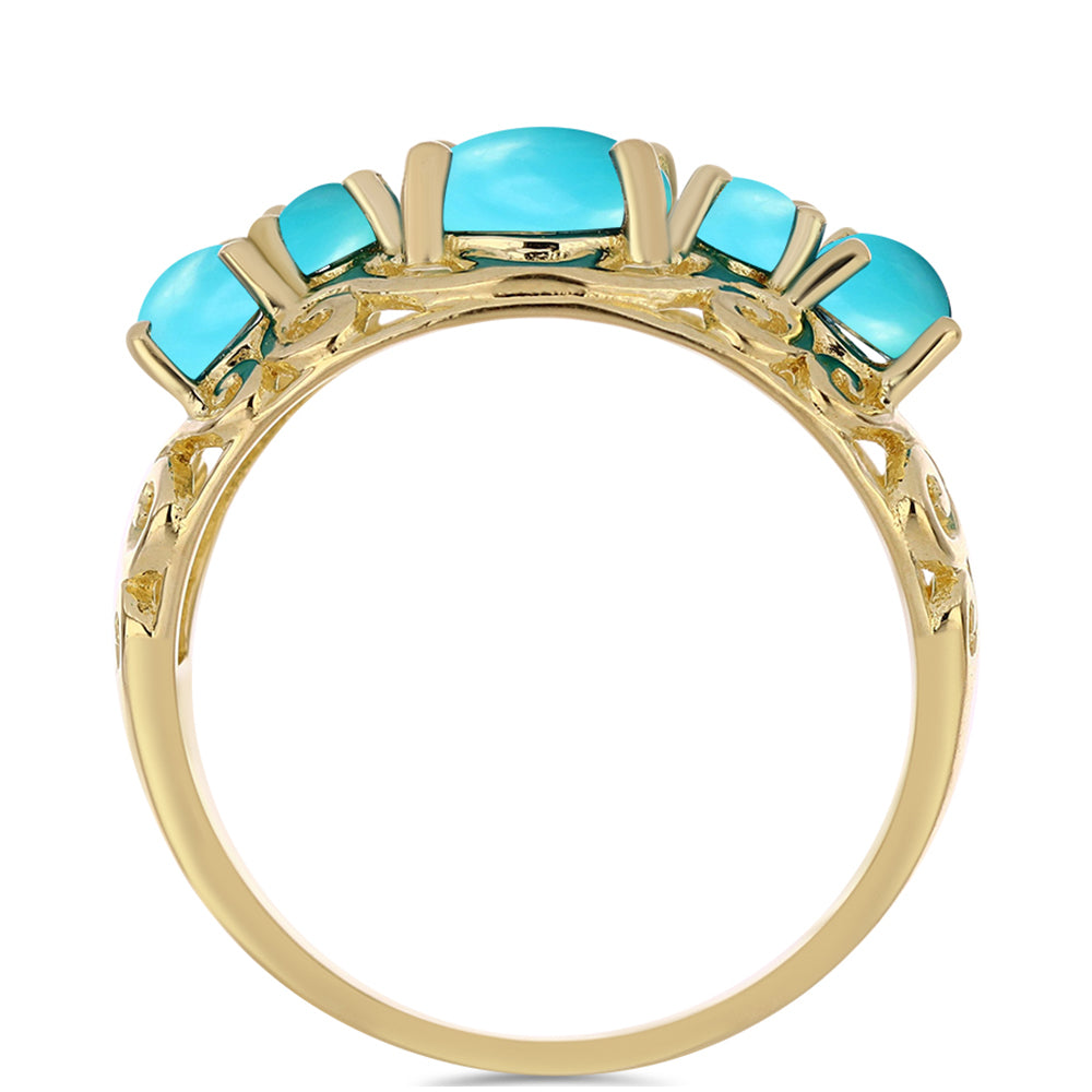 Inel din Argint 925 Placat cu Aur ( 3.33 grame ) cu Turcoaz ”Frumoasa Adormită” 2.75 Carate