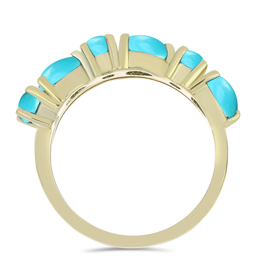 Inel din Argint 925 Placat cu Aur ( 3.62 grame ) cu Turcoaz ”Frumoasa Adormită” și Topaz Alb 1.6 Carate 2 