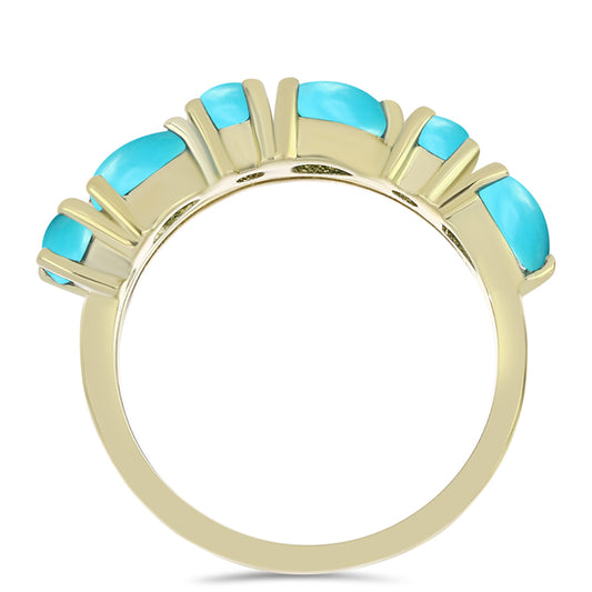 Inel din Argint 925 Placat cu Aur ( 3.62 grame ) cu Turcoaz ”Frumoasa Adormită” și Topaz Alb 1.6 Carate