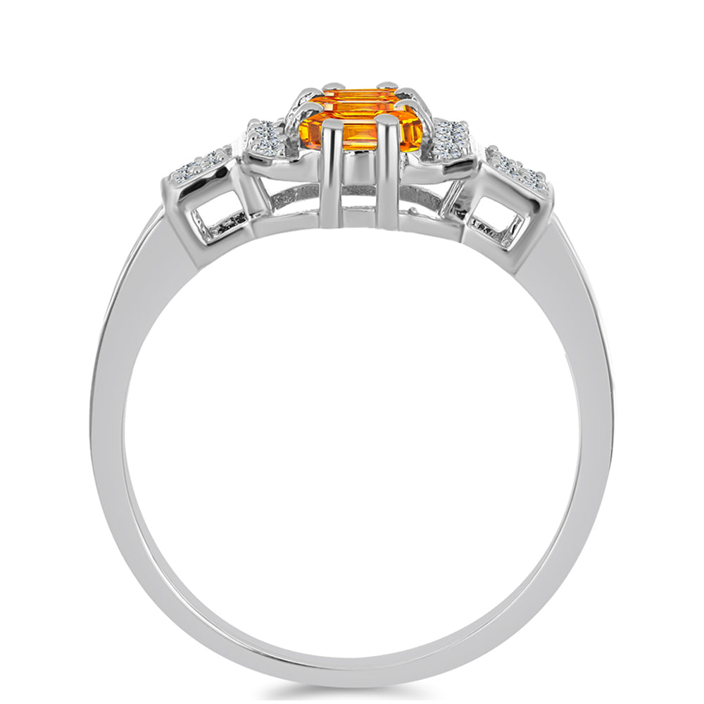 Inel din Argint 925 ( 2.98 grame ) cu Safir Padparadscha și Topaz Alb 1.35 Carate