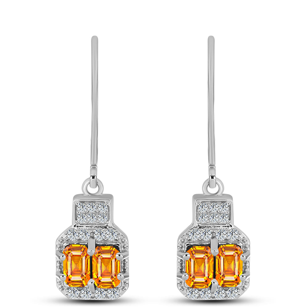 Cercei din Argint 925 ( 2.76 grame ) cu Safir Padparadscha și Topaz Alb 1.62 Carate 1 