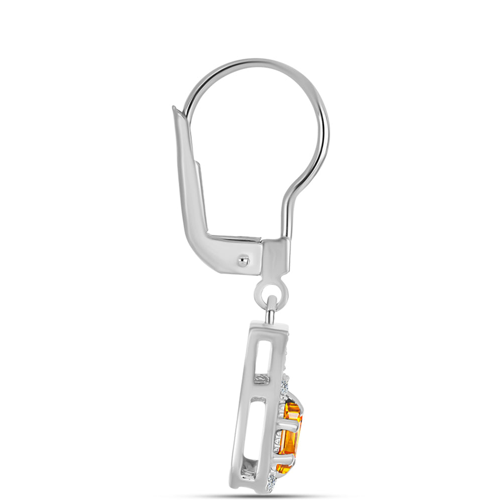 Cercei din Argint 925 ( 2.76 grame ) cu Safir Padparadscha și Topaz Alb 1.62 Carate 2 