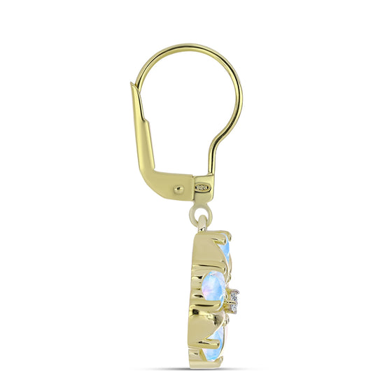 Cercei din Argint 925 Placat cu Aur ( 4.17 grame ) cu Piatra Lunii Curcubeu și Topaz Alb 2.29 Carate