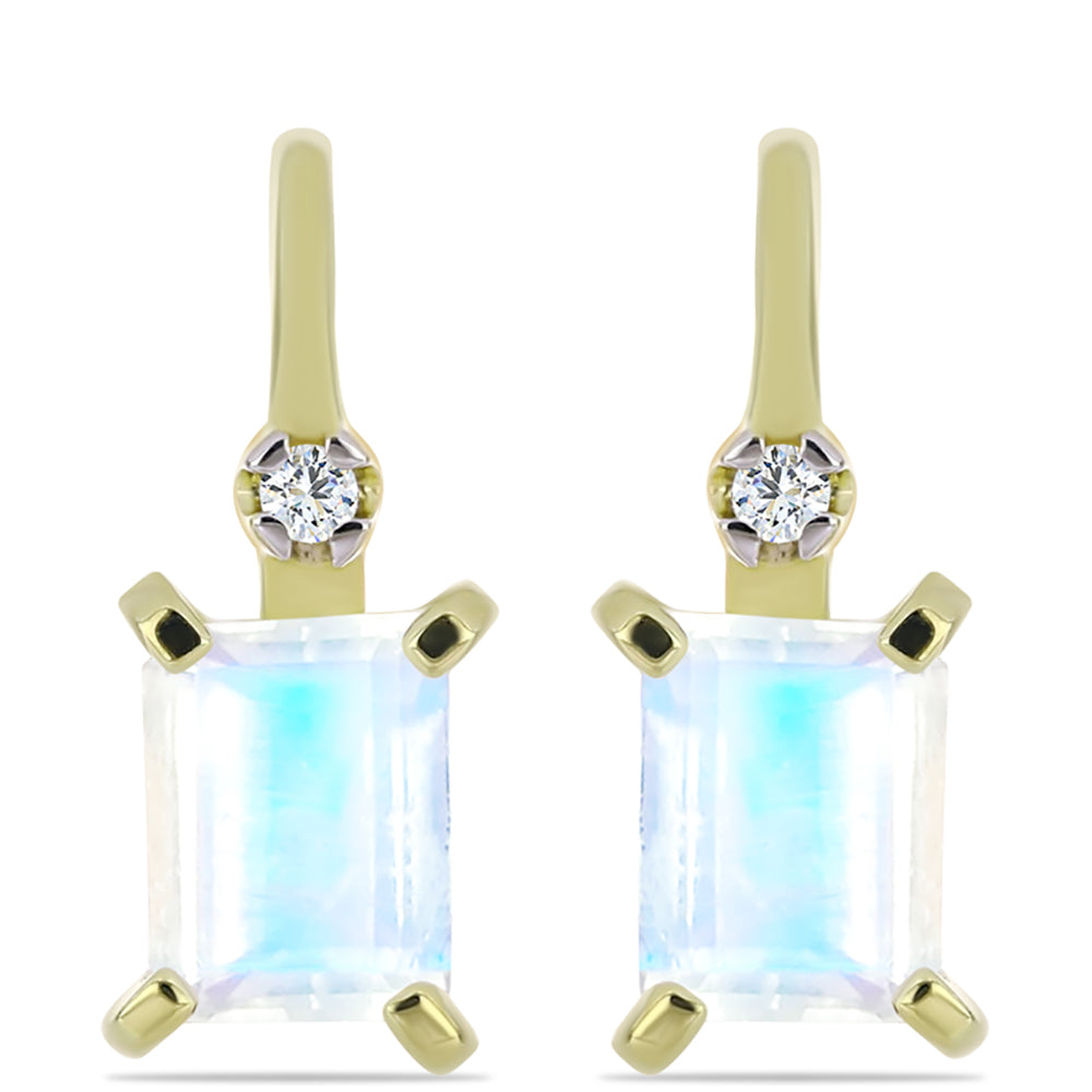 Cercei din Argint 925 Placat cu Aur ( 3.48 grame ) cu Piatra Lunii Curcubeu și Topaz Alb 2.99 Carate