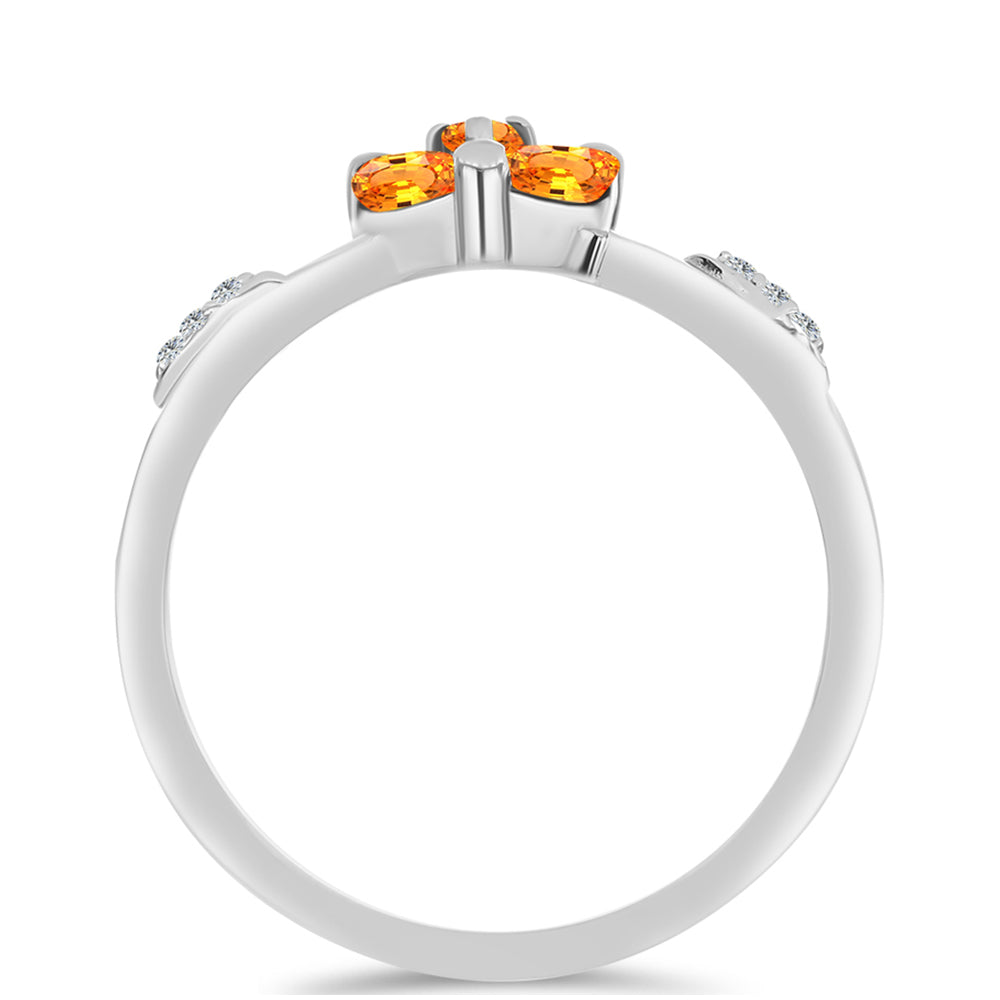 Inel din Argint 925 ( 2.38 grame ) cu Safir Padparadscha și Topaz Alb 1.02 Carate 2 