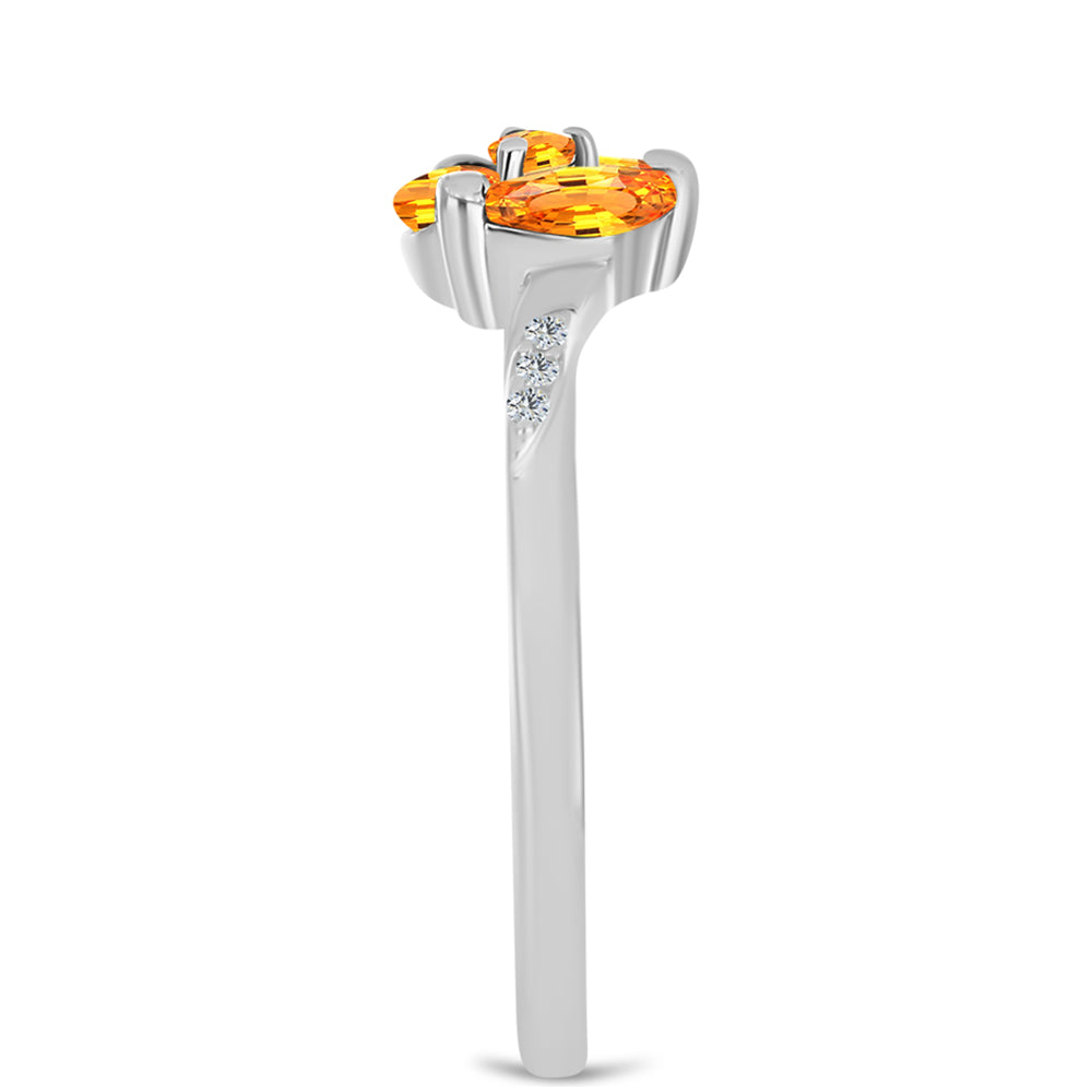 Inel din Argint 925 ( 2.38 grame ) cu Safir Padparadscha și Topaz Alb 1.02 Carate