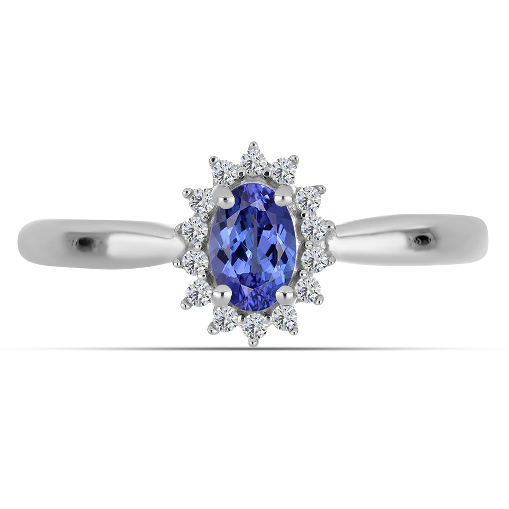 Inel din Argint 925 ( 1.96 grame ) cu Tanzanit AA și Topaz Alb 0.54 Carate 1 