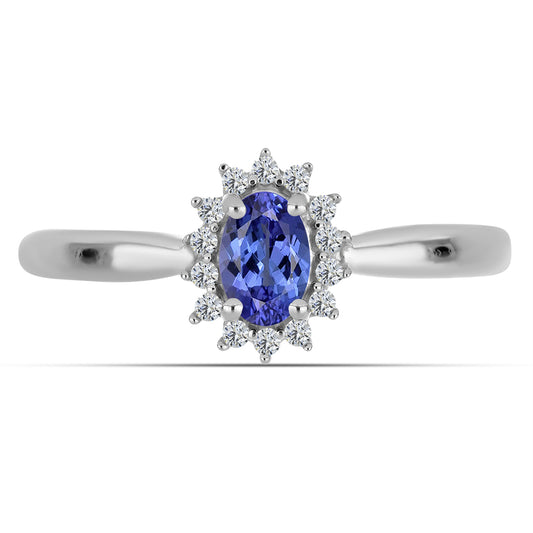 Inel din Argint 925 ( 1.96 grame ) cu Tanzanit AA și Topaz Alb 0.54 Carate