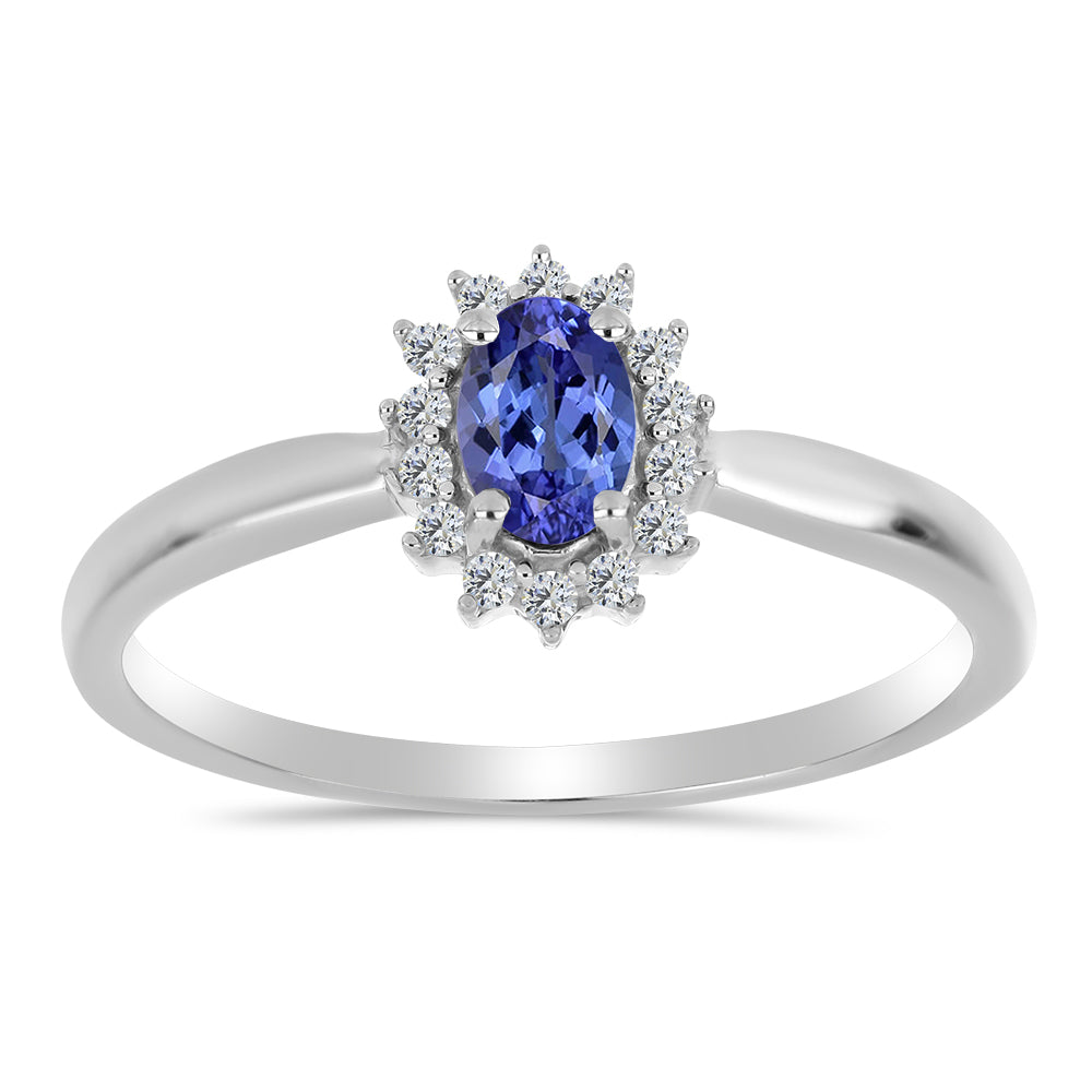 Inel din Argint 925 ( 1.96 grame ) cu Tanzanit AA și Topaz Alb 0.54 Carate 2 