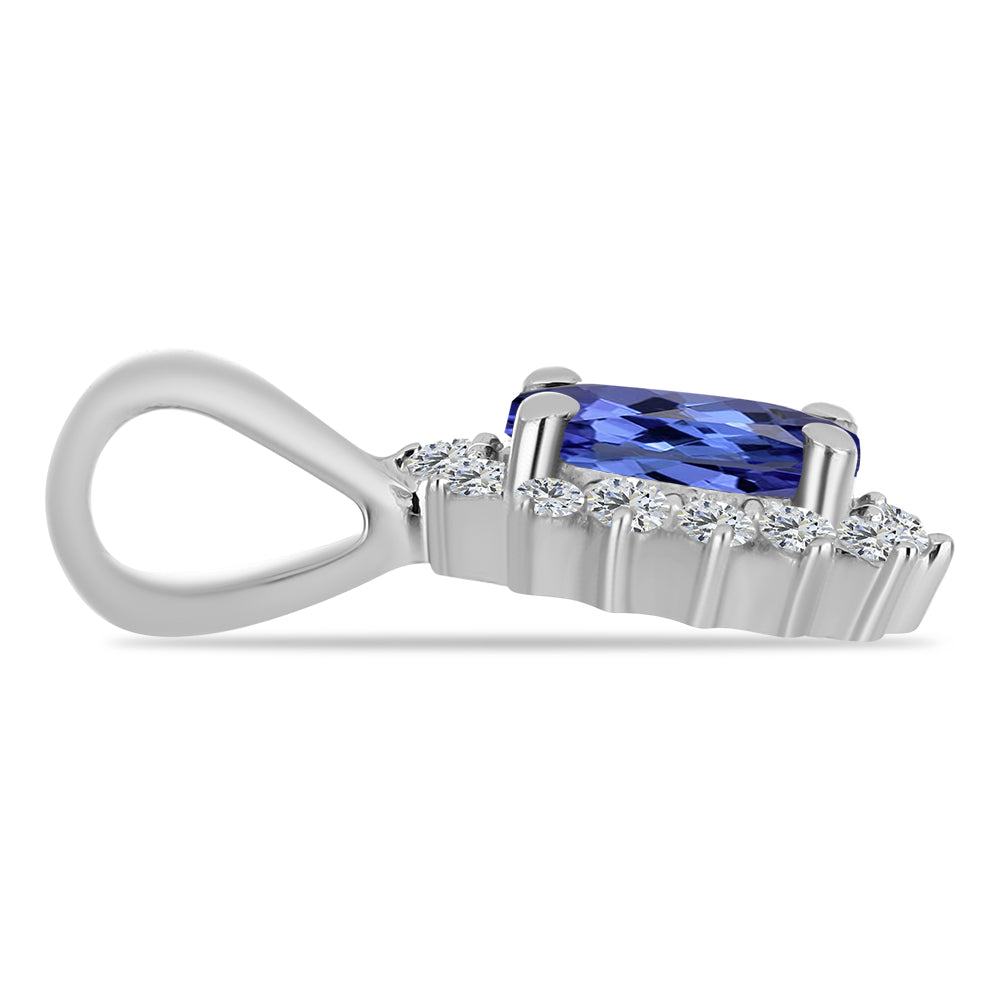 Pandantiv din Argint 925 ( 0.72 grame ) cu Tanzanit AA și Topaz Alb 0.55 Carate 2 