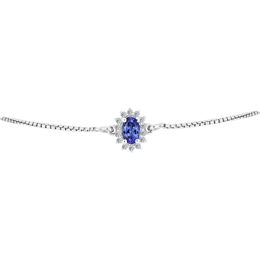 Brățară din Argint 925 ( 2.43 grame ) cu Tanzanit AA și Topaz Alb 0.55 Carate