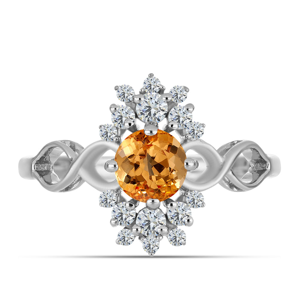 Inel din Argint 925 ( 3.06 grame ) cu Topaz Galben Imperial și Topaz Alb 1.65 Carate 1 