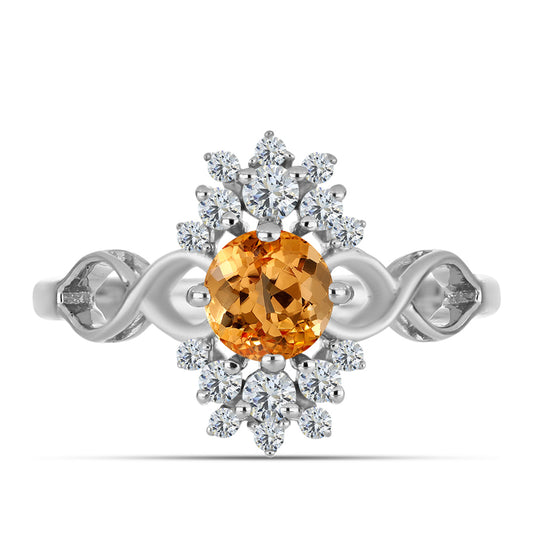 Inel din Argint 925 ( 3.06 grame ) cu Topaz Galben Imperial și Topaz Alb 1.65 Carate