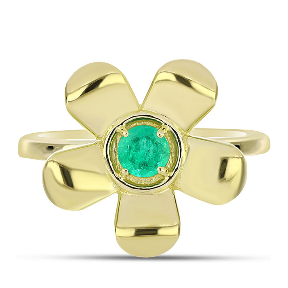 Inel din Argint 925 Placat cu Aur ( 3.48 grame ) cu Smarald Columbian 0.24 Carate 1 