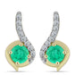 Cercei din Argint 925 Placat cu Aur ( 2.66 grame ) cu Smarald Columbian și Diamant Alb 0.64 Carate