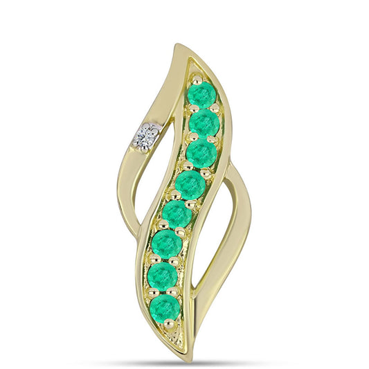 Pandantiv din Argint 925 Placat cu Aur ( 1.55 grame ) cu Smarald Columbian și Diamant Alb 0.37 Carate