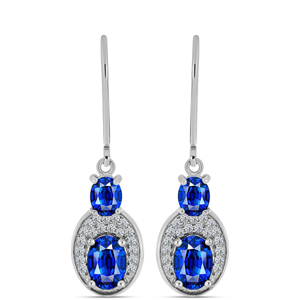 Cercei din Argint 925 ( 2.66 grame ) cu Safir Albastru Australian și Topaz Alb 3.46 Carate 1 