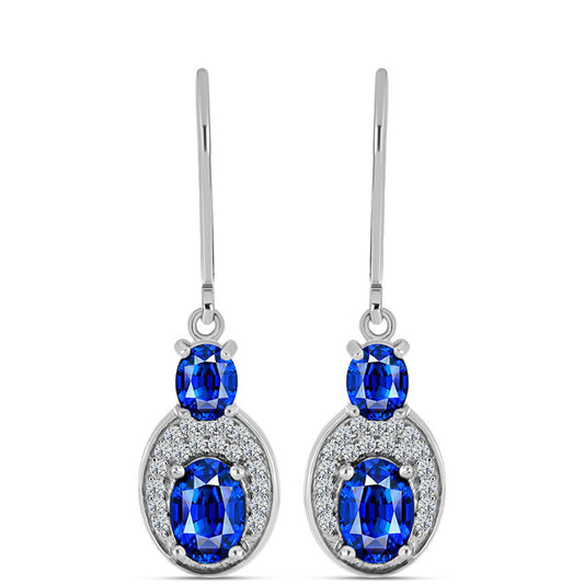 Cercei din Argint 925 ( 2.66 grame ) cu Safir Albastru Australian și Topaz Alb 3.46 Carate