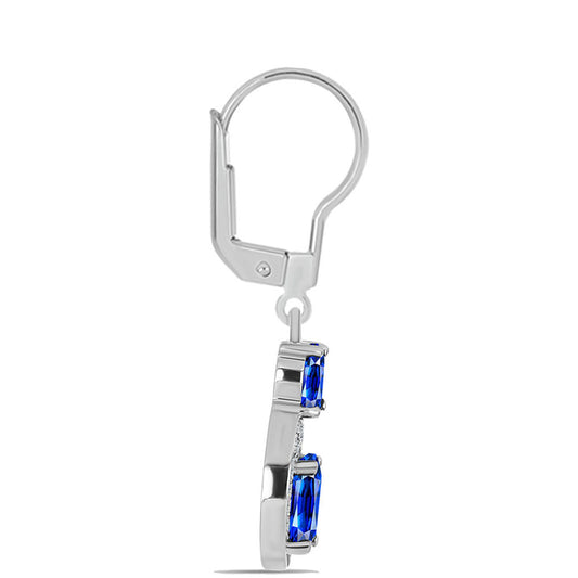 Cercei din Argint 925 ( 2.66 grame ) cu Safir Albastru Australian și Topaz Alb 3.46 Carate