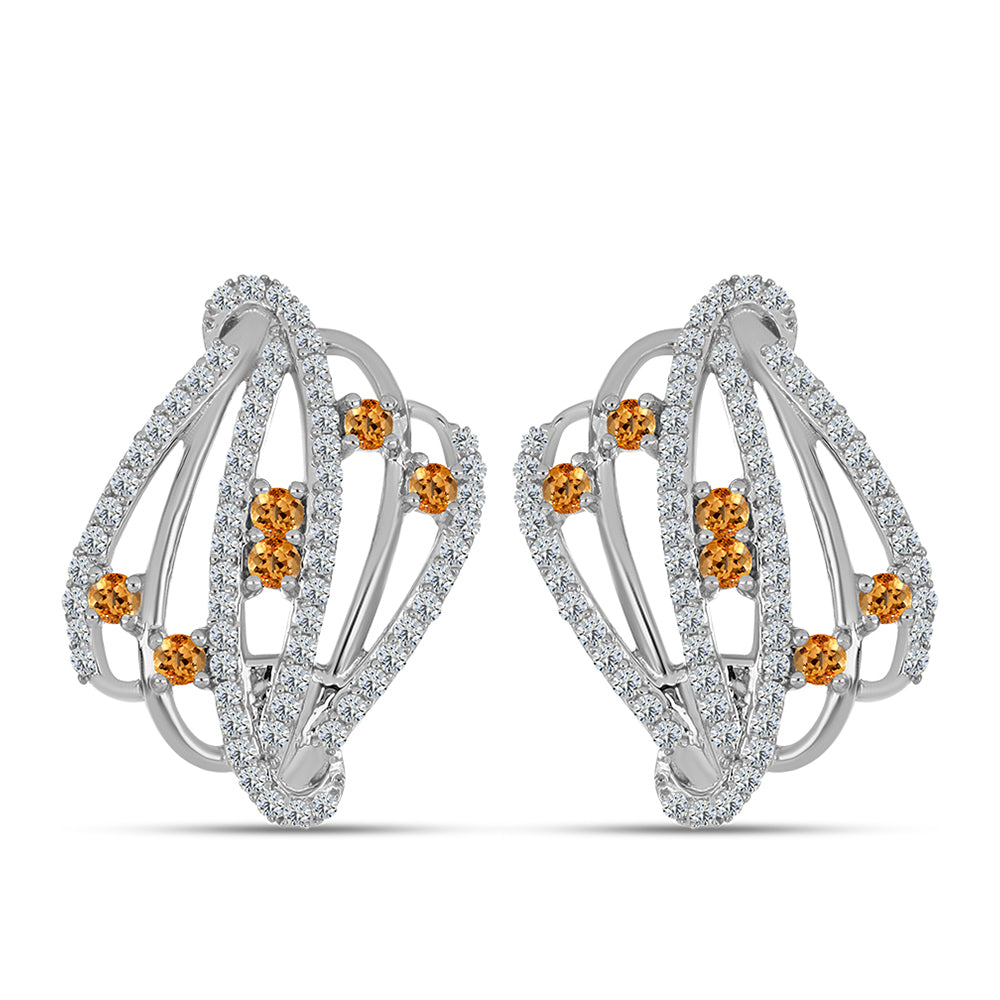 Cercei din Argint 925 ( 5.6 grame ) cu Topaz Galben Imperial și Topaz Alb 1.46 Carate 1 