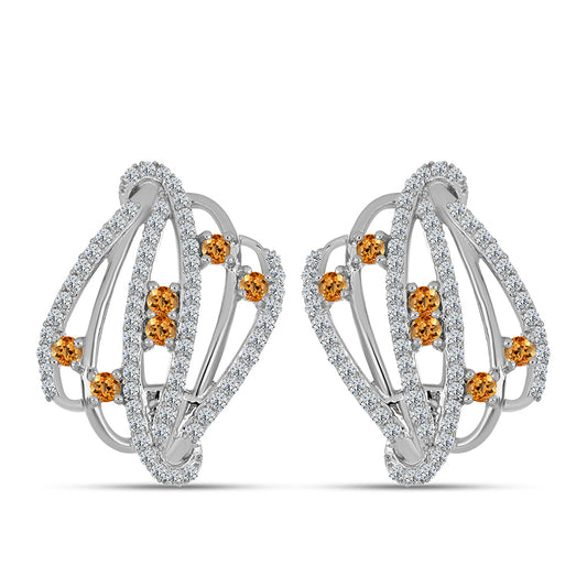 Cercei din Argint 925 ( 5.6 grame ) cu Topaz Galben Imperial și Topaz Alb 1.46 Carate