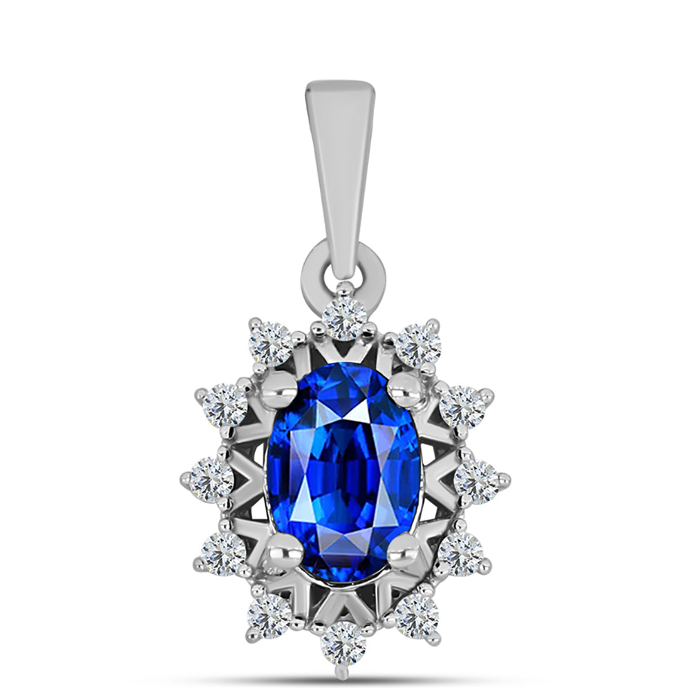 Pandantiv din Argint 925 ( 0.98 grame ) cu Safir Albastru Australian și Topaz Alb 1.28 Carate