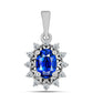 Pandantiv din Argint 925 ( 0.98 grame ) cu Safir Albastru Australian și Topaz Alb 1.28 Carate